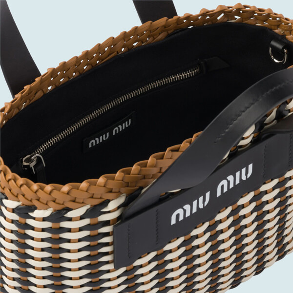 ミュウミュウ Woven 2Way ミュウミュウ ロゴ トート ハンドバッグ コピー